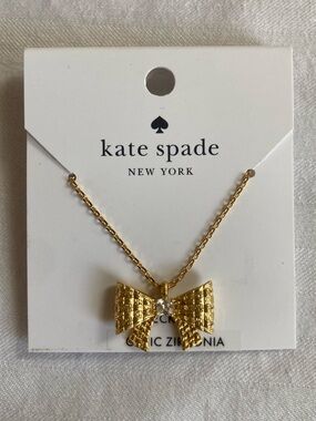 kate spade bow necklace - gold tone with cubic zirconia